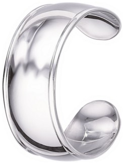 Silver bangle High polish Sterling Silver Wide curve ridged