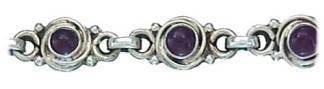 Silver bracelet Garnet High polish Sterling Silver Flower links 205mm length