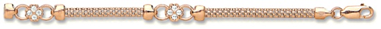 Silver bracelet 7.25 inch Rose quartz shell High polish Sterling Silver Ovals square circle