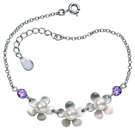 Silver bracelet Mother of pearl High polish Sterling Silver Squares blue