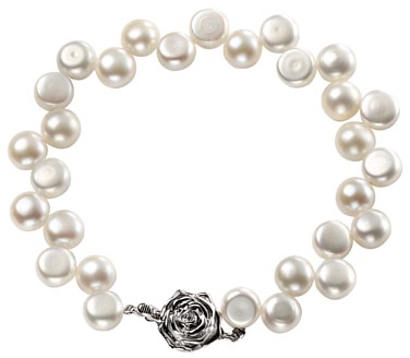 Silver bracelet 7.5 inch Mother of pearl High polish Sterling Silver Circles