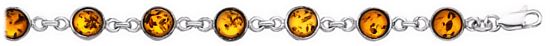 Silver bracelet 18cm/ 7 inch Amber High polish Sterling Silver Circles