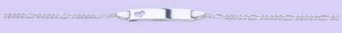 Silver bracelet 16cm/ 6.25 inch High polish Sterling Silver Childrens heart Identity