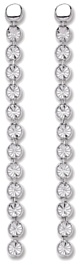 Silver drop earrings High polish Sterling Silver Long rectangle and circle