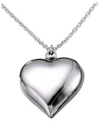 Silver necklace 16 inch High polish Sterling Silver Heart medium on belcher chain