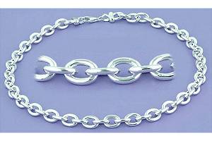 Silver necklace 41cm/16 inch High polish Sterling Silver Oval links hollow, 19.7 grams.