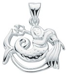 Silver pendant High polish Sterling Silver Aquarius, 4.7 grams.