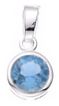 Silver pendant Blue glass High polish Sterling Silver Round