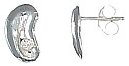 Silver stud earrings Clear zirconium High polish Sterling Silver Organic styled stud with inset jewel