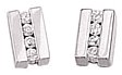 Silver stud earrings Clear zirconium High polish Sterling Silver Four stones in bars