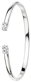 Silver bangle High polish Sterling Silver Clear zirconium Square curved 4mm teardrop