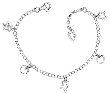 Silver bracelet High polish Sterling Silver Chained abstract ovals 7-8.25 inch