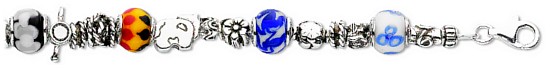 Silver bracelet High polish Sterling Silver Murano glass 7.5 inch, 25 grams.