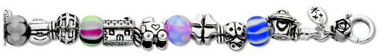 Silver bracelet High polish Sterling Silver Murano glass 7.5 inch, 38 grams.