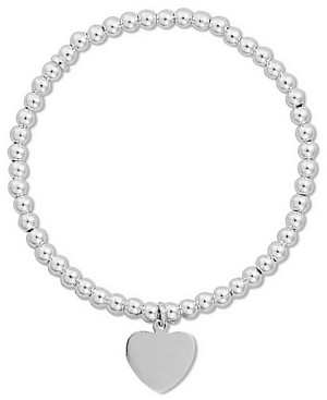 Silver bracelet High polish Sterling Silver Ball beads and heart 7.5 inch, 8.9 grams.