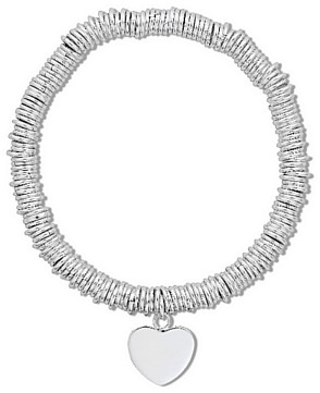 Silver bracelet High polish Sterling Silver Rings and heart 7.5 inch, 23.5 grams.