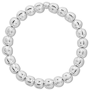 Silver bracelet High polish Sterling Silver Beads patterned 7.5 inch, 20 grams.