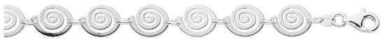 Silver bracelet High polish Sterling Silver Spirals 9mm 7.5 inch, 5.5 grams.