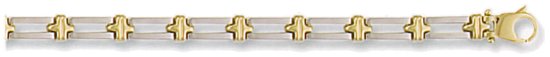 Gold bracelet High polish 9ct gold 4mm cross and bar bicolor, 7.8 grams.