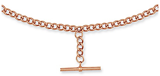 Gold necklace High polish 9ct rose gold 3mm curb Tbar 18 inch, 24 grams.