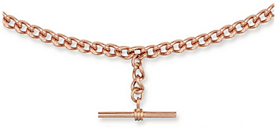 Gold necklace High polish 9ct rose gold 4.5mm curb Tbar 18 inch, 41 grams.