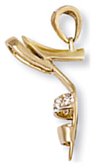 Gold pendant Clear zirconium High polish 9ct gold Stileto open shoe, 4 grams.