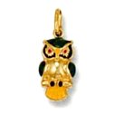 Gold pendant High polish Painted 9ct gold Owl, 1.2 grams.