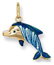 Gold pendant High polish Painted 9ct gold Dolphin, 0.9 grams.