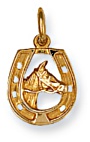 Gold pendant High polish 9ct gold Horse head and shoe, 2.4 grams.