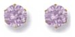 Gold stud earrings Lavender pink CZ High polish 9ct gold 7mm round
