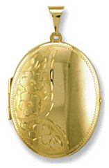 Gold pendant High polish 9ct gold Oval large half pattern