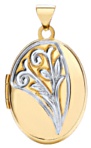 Gold pendant High polish 9ct gold Oval small white heart pattern