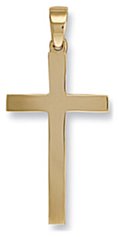 Gold pendant High polish 9ct gold 46mm cross plain, 5.5 grams.