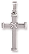 Gold pendant High polish 9ct white gold 42mm cross hollow, 4.7 grams.