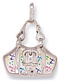 Gold pendant High polish 9ct white gold Handbag patterned, 3 grams.