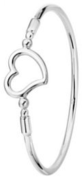 Silver bangle High polish Sterling Silver Childs circular with heart