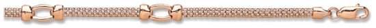 Silver bracelet Rose gold plated Sterling Silver Mesh oval links 7.5 inch, 3.2 grams.