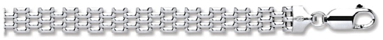 Silver bracelet High polish Sterling Silver Three row panther 7.5 inch, 8.2 grams.