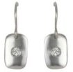 Silver drop earrings Clear zirconium High polish Sterling Silver Rounded rectangle