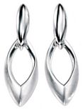 Silver drop earrings High polish Satin Sterling Silver Eye shape cutout 30mm