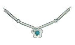 Silver necklace Turquoise High polish Sterling Silver Flower balls and cylinders 17.5 inch