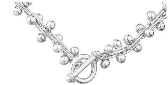 Silver necklace High polish Sterling Silver Double linked spheres 16.5 inch heavyweight