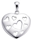Silver pendant High polish Sterling Silver Heart cutout hearts