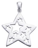 Silver pendant High polish Sterling Silver Star cutout stars