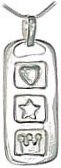 Silver pendant High polish Sterling Silver Heart star crown on chain 15 inch