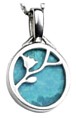Silver pendant Turquoise colour High polish Sterling Silver Oval cutout flower 13mm width, 1.4 grams.