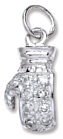 Silver pendant Clear zirconium High polish Sterling Silver Boxing glove jewelled 34mm height, 3.8 grams.