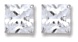 Silver stud earrings Clear zirconium High polish Sterling Silver 6mm square princess cut jewel, 1.4 grams.