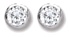 Silver stud earrings Clear zirconium High polish Sterling Silver 4mm stud rubover brilliant cut jewel, 1.1 grams.
