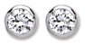 Silver stud earrings Clear zirconium High polish Sterling Silver 6mm stud rubover brilliant cut jewel, 1.2 grams.